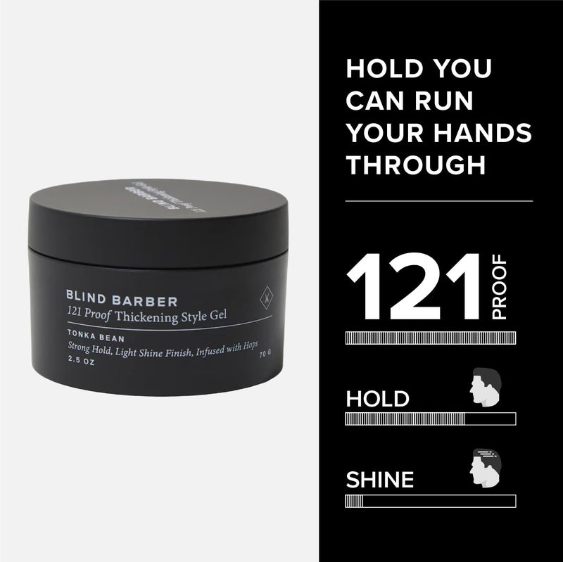 Blind Barber 121 Proof Thickening Style Gel - Medium to Strong Hold Hair Gel - Water-Based for All Hair Types - Paraben & Sulfate Free Products for Men (2.5 Ounce) - Image 4