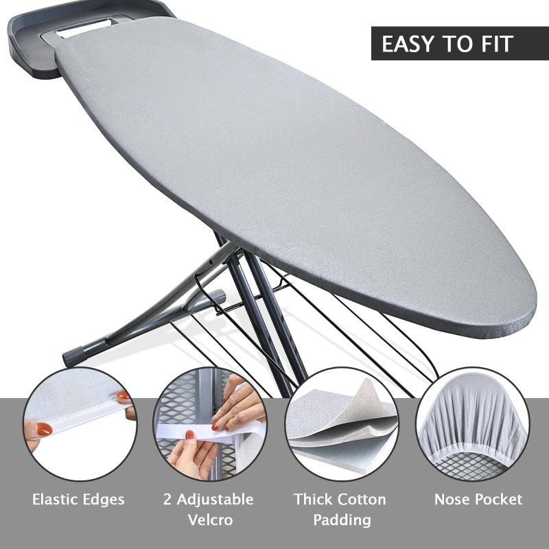 SheeChung Ironing Board Cover and Pad for Extra Wide 18 x 49 Ironing Boards,Premium Heavy Duty 4-Layer Silicone Coated Cover with 2mm Foam and 4mm Felt,Resists Scorching and Staining (49”x18”,Size C) - Image 3