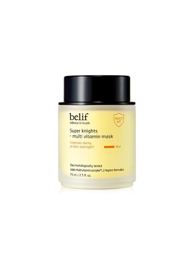 Belif Super Knights - Multi-Vitamin Hydrating Face Mask for Glowing Skin, Deep Moisturizing & Nourishing Formula, Lightweight Non-Sticky Texture, Suitable for All Skin Types, Korean Skincare, 75 ml - Image 1