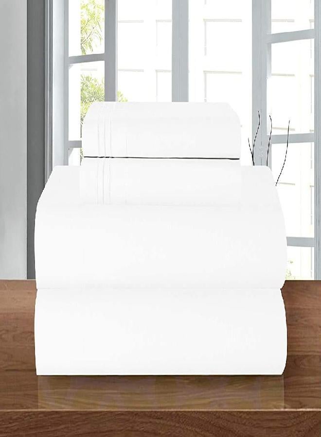 Elegant Comfort Luxury Soft 1500 Thread Count Egyptian 4-Piece Premium Hotel Quality Wrinkle Resistant Coziest Bedding Set, All Around Elastic Fitted Sheet, Deep Pocket up to 16inch, Queen, White - Image 2