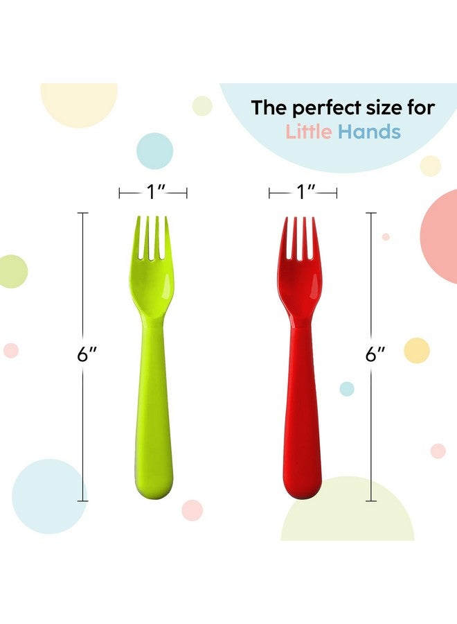 Plaskidy Plastic Toddler Forks - Set of 16 BPA Free/Dishwasher Safe Kids Utensils Brightly Colored Flatware Great for Kids - Image 3