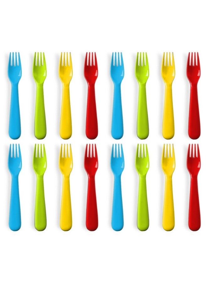 Plaskidy Plastic Toddler Forks - Set of 16 BPA Free/Dishwasher Safe Kids Utensils Brightly Colored Flatware Great for Kids - Image 1
