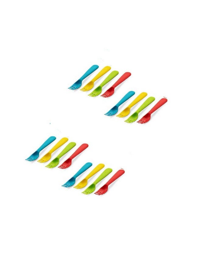 Plaskidy Plastic Toddler Forks - Set of 16 BPA Free/Dishwasher Safe Kids Utensils Brightly Colored Flatware Great for Kids - Image 5