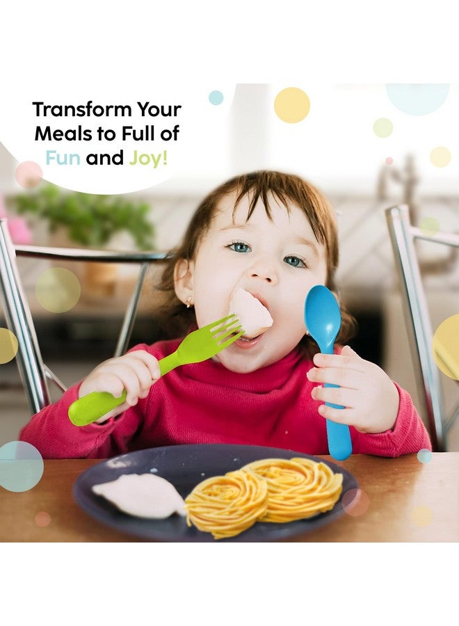 Plaskidy Plastic Toddler Forks - Set of 16 BPA Free/Dishwasher Safe Kids Utensils Brightly Colored Flatware Great for Kids - Image 4