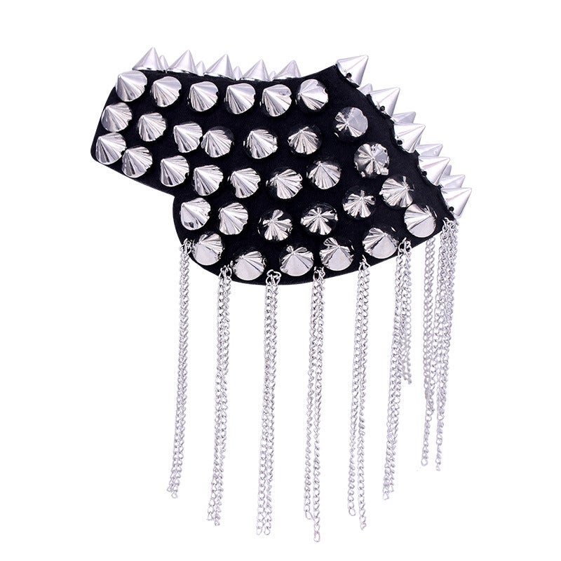 Rivet Fashion Accessory Unisex Stage Epaulettes C3 Black  - Image 2