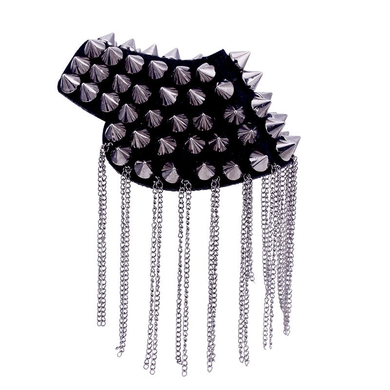 Rivet Fashion Accessory Unisex Stage Epaulettes C3 Black  - Image 4