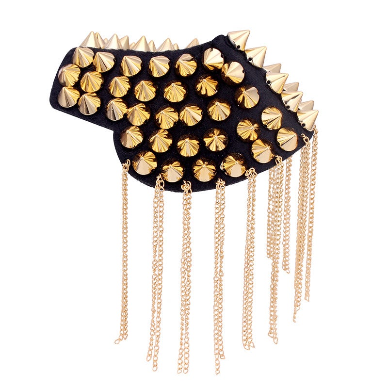 Rivet Fashion Accessory Unisex Stage Epaulettes C3 Black  - Image 5