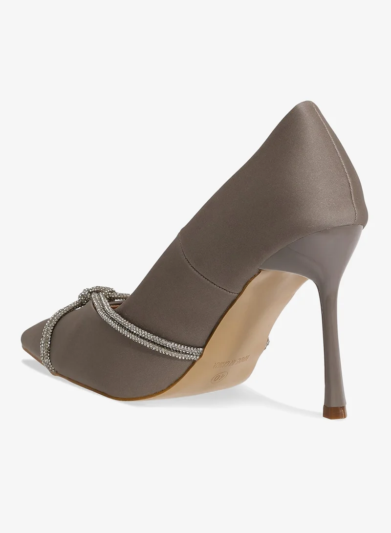 Ella Silver Diamante Heeled Pump for Women | Best Price UAE