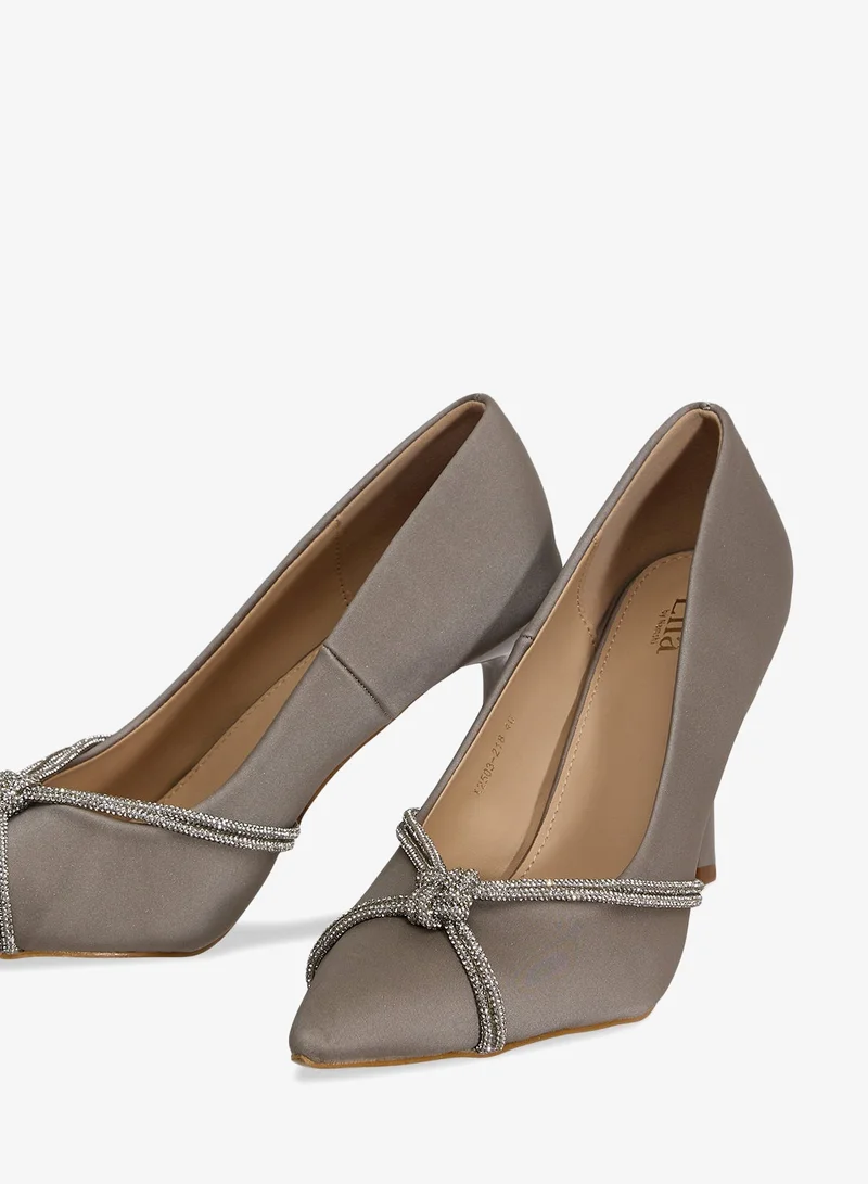 Ella Silver Diamante Heeled Pump for Women | Best Price UAE
