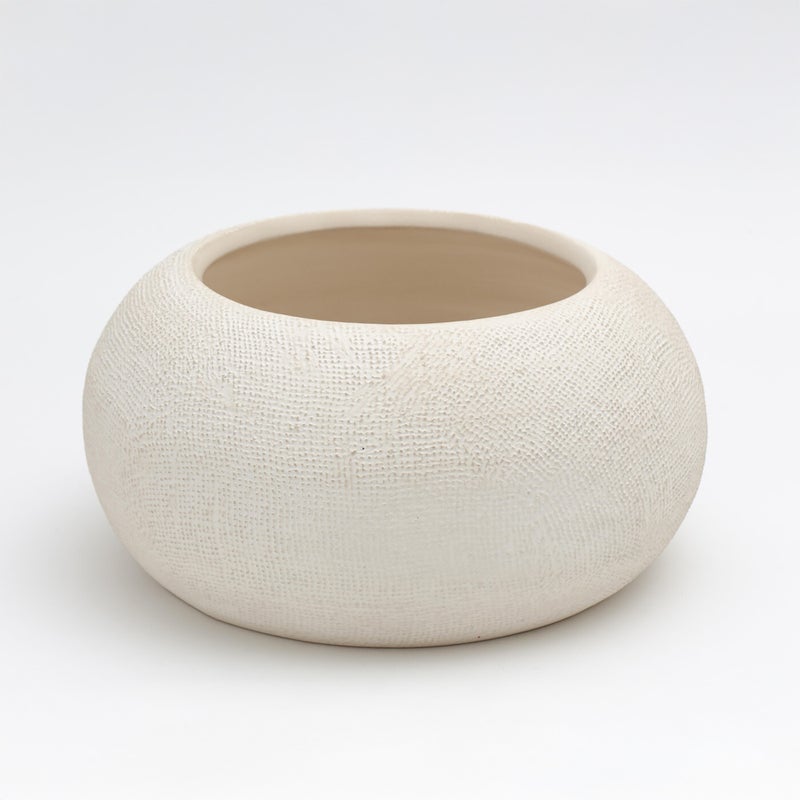 Homez Porcelain Chalk Pot Bowl, Beige 30*30*15Cm - Image 1