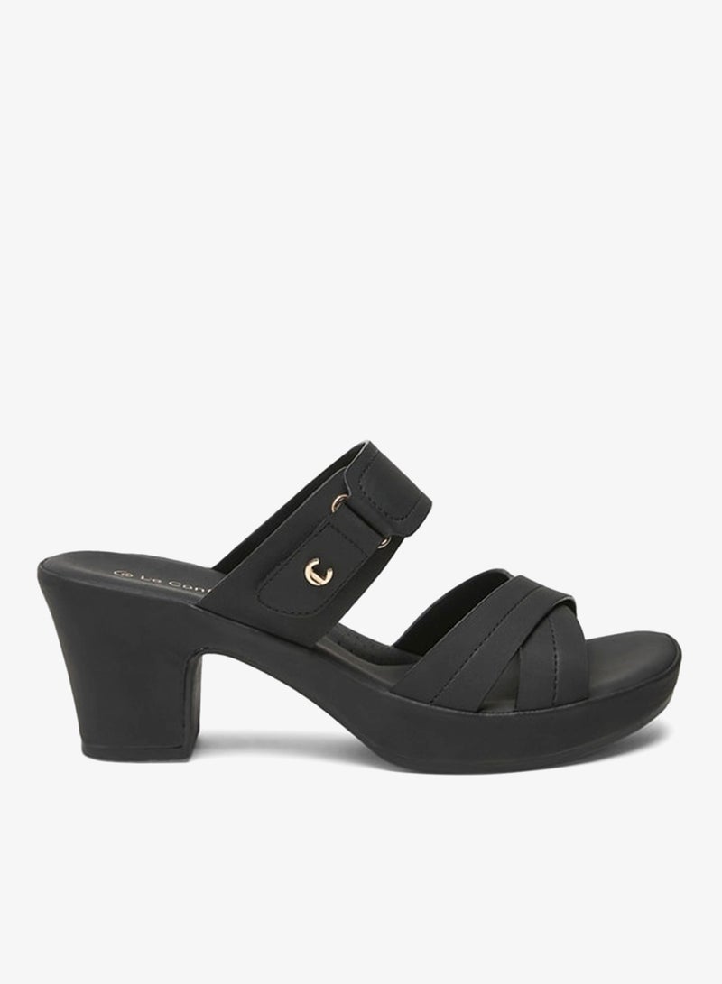 لو كونفورت صنادل نسائية سادة بحزام متقاطع سهل الارتداء - Image 1