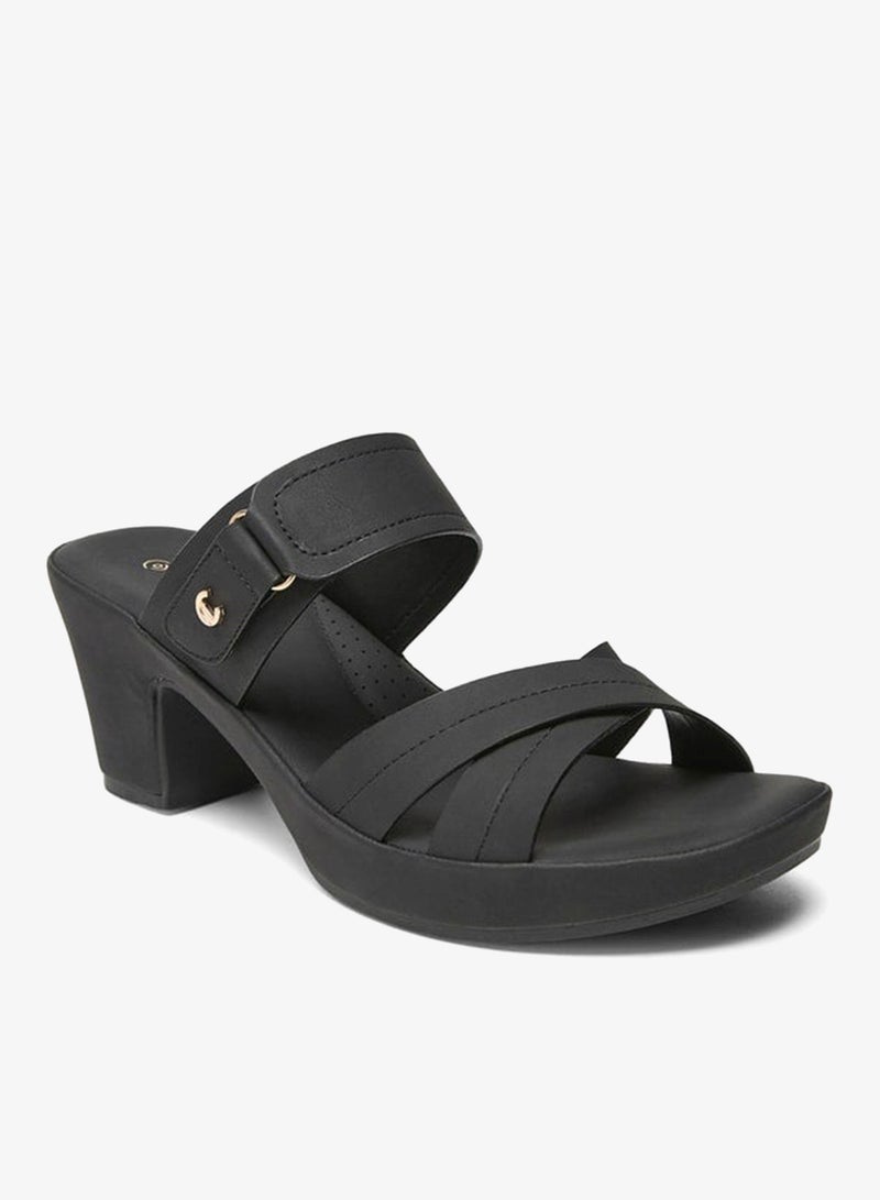 لو كونفورت صنادل نسائية سادة بحزام متقاطع سهل الارتداء - Image 2