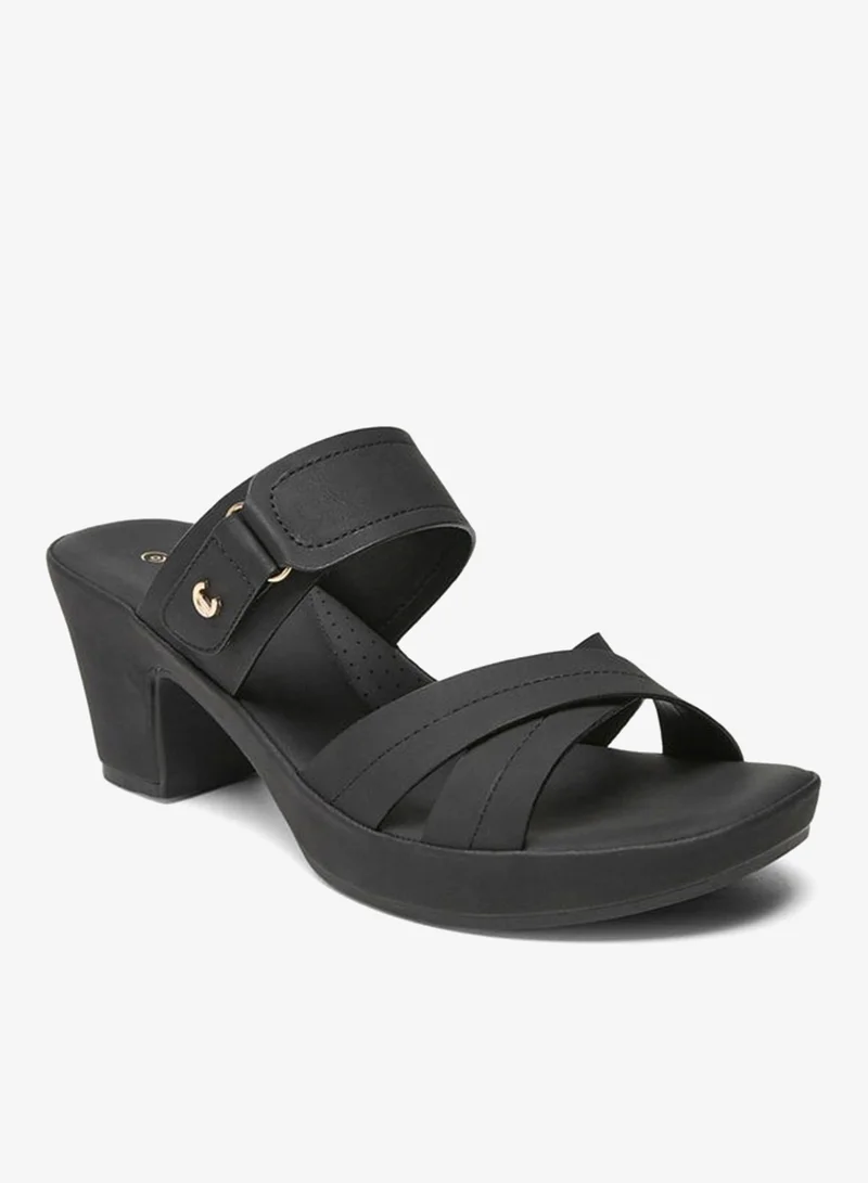 Le Confort Women's Solid Slip-On Cross Strap Sandals