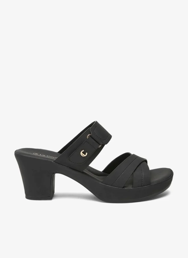 Le Confort Women's Solid Slip-On Cross Strap Sandals