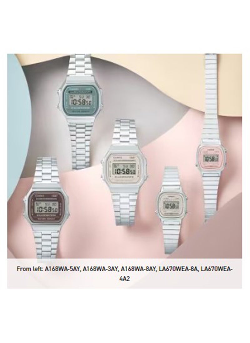 CASIO ساعة يد رقمية كلاسيكية للجنسين A168WA-8AYDF - Image 3
