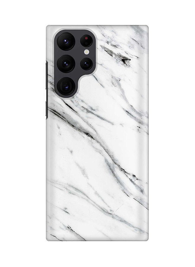 Stylizedd Case for Samsung Galaxy S22 Ultra 5G Snap Case Slim Snap Classic Series Shield Matte Finish Print - Marble Print Grey White