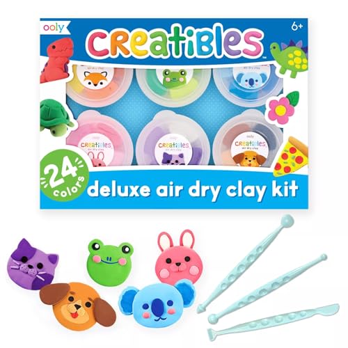 Ooly Air Dry Clay for Kids 24 Colors Modeling Clay with 3 Shaping Tools Play Dough Gifts for Kids Craft Supplies Creatibles - Image 1