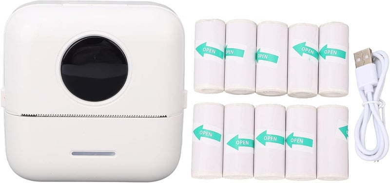 Portable Thermal Sticker Printer with Bluetooth Connectivity for Mobile Devices - Includes 10 Rolls of 57 x 26 mm Self Adhesive Paper - Inkless Printing for Office and Personal Use - Image 1
