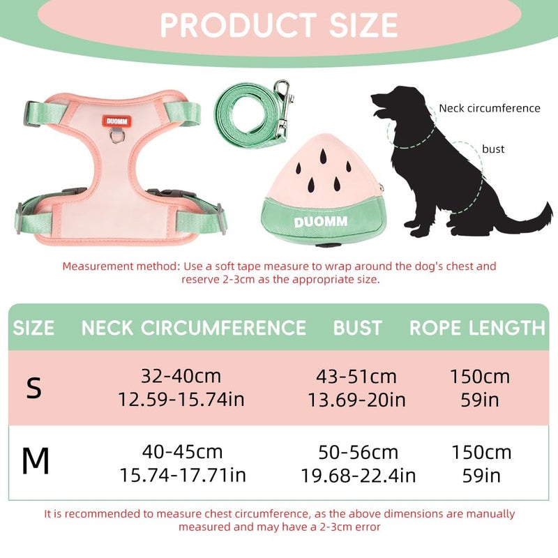 Qpets® حزام صدر للكلاب ®، حزام لطيف للجرو مع حقيبة بسحاب قابلة للإزالة وطوق للكلاب، حزام صدر قابل للتعديل 4 اتجاهات للإفراج السريع للكلاب الصغيرة وحزام للقطط (S، محيط الرقبة 32-40 سم، محيط الصدر 43-51 سم) - Image 2