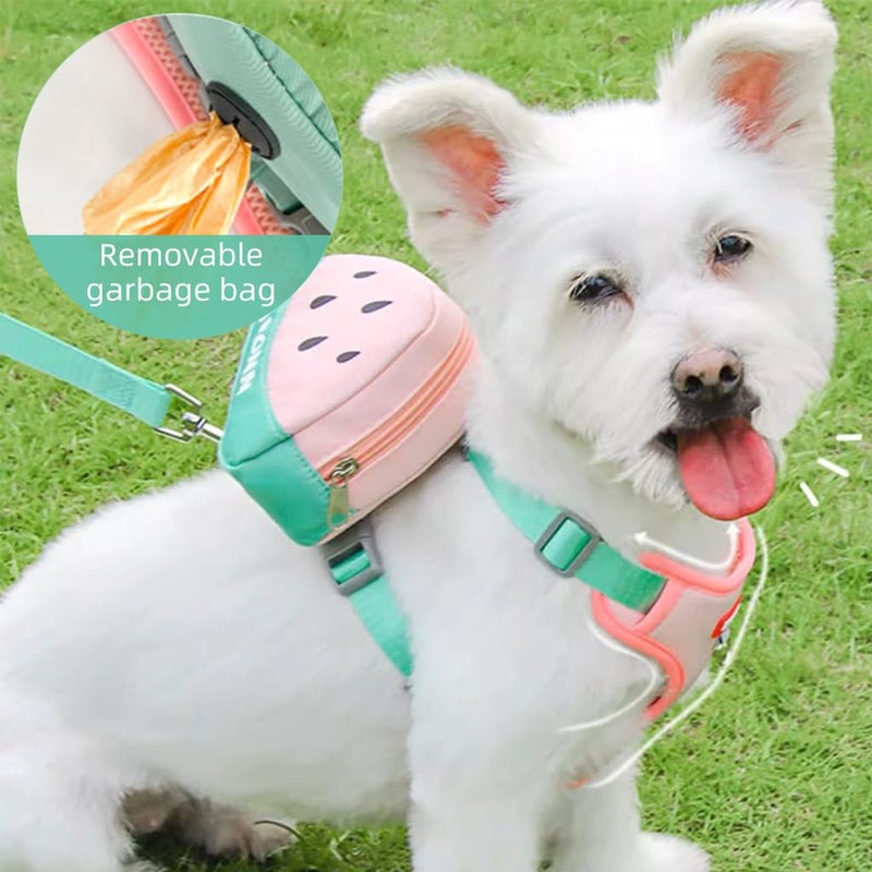 Qpets® حزام صدر للكلاب ®، حزام لطيف للجرو مع حقيبة بسحاب قابلة للإزالة وطوق للكلاب، حزام صدر قابل للتعديل 4 اتجاهات للإفراج السريع للكلاب الصغيرة وحزام للقطط (S، محيط الرقبة 32-40 سم، محيط الصدر 43-51 سم) - Image 5
