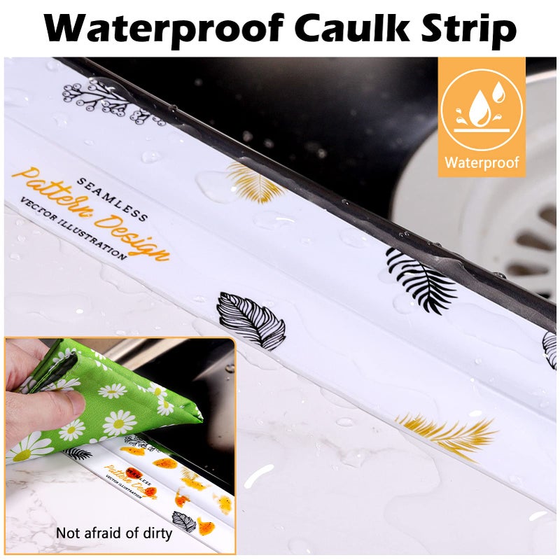 Onlyesh 2 Pieces Faucet Caulk Tape, Self-Adhesive Water Caulk Tape for Bathtub, Bathroom, Kitchen, Wall Corners, 1.5 Inch x 10.5 Feet - Image 3