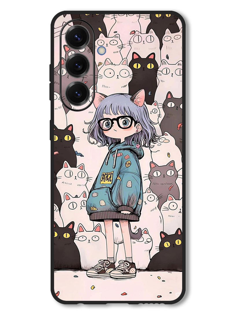 Theodor Case Compatible with Samsung Galaxy S25 FE 6.7 Inch Protection Shockproof Bumper Cover Cats & Girl - Image 1