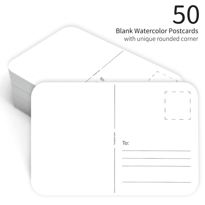 Funto Blank Watercolor Paper Postcards, 50 Cards, 4x6, 140lb/300gsm, Acid-Free Heavyweight Art Paper for Thank You Notes & Greeting Cards - Image 2