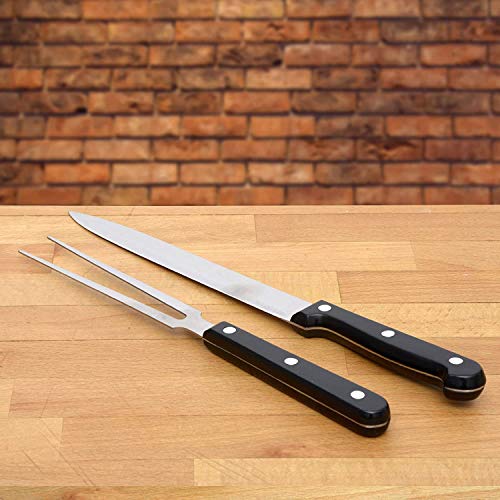TIYOORTA Carving Knife Set for Meat Turkey, Set of 2 Stainless Steel Carving Fork Guard and Slicer Home Gourmet BBQ Tools Cutlery Knives for Brisket Meat Roast Ham - Image 2