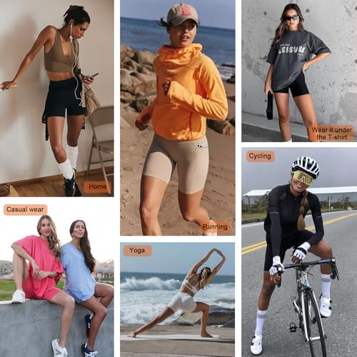 MOREFEEL 3 Pack Biker Shorts Women with Pockets – 5" Tummy Control High Waisted Workout Gym Yoga Athletic Shorts - Image 2