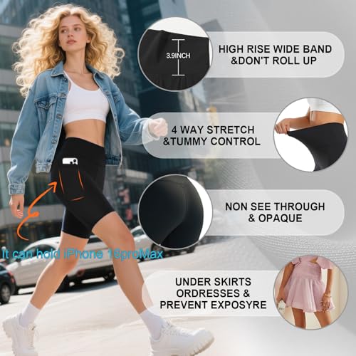 MOREFEEL 3 Pack Biker Shorts Women with Pockets – 5" Tummy Control High Waisted Workout Gym Yoga Athletic Shorts - Image 4