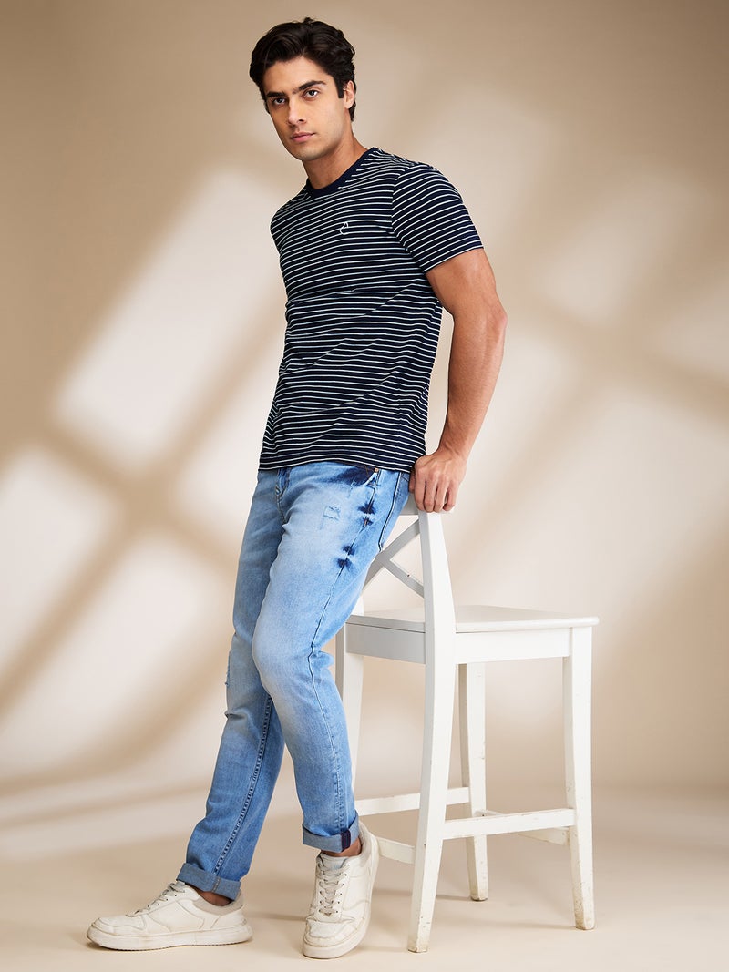 Being Human Dark Wash Crew Neck T-Shirt For Men - Image 5