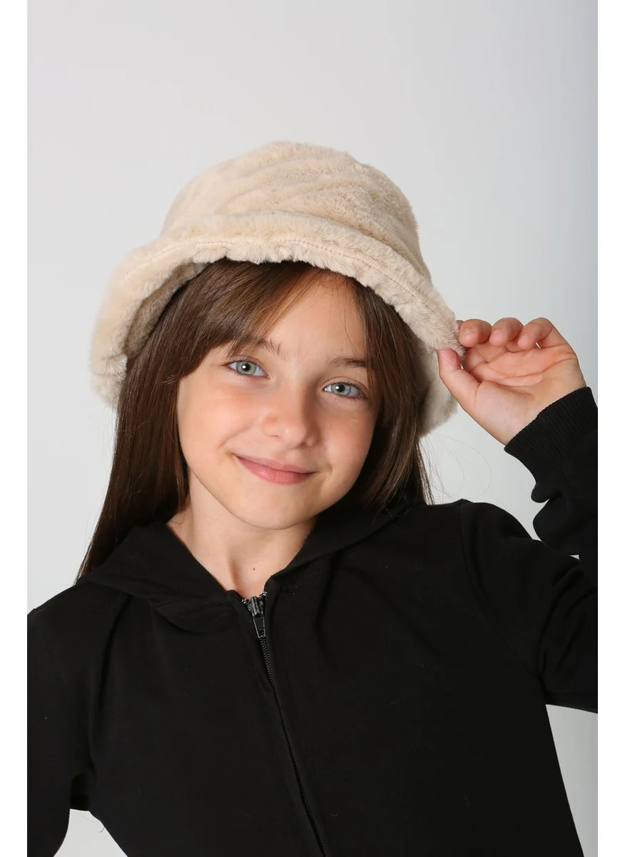REMSA Kids Plush Bucket Hat Rkş-Ç-01-Beige