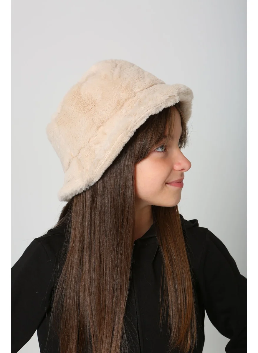 REMSA Kids Plush Bucket Hat Rkş-Ç-01-Beige