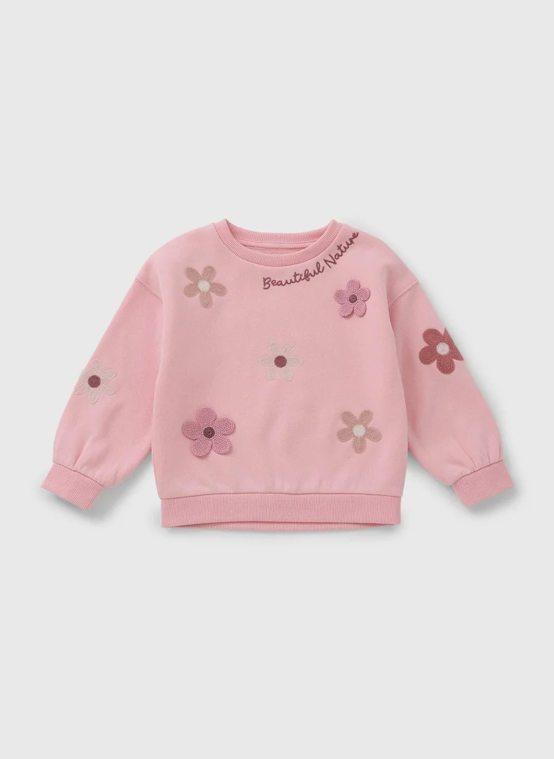 Matalan Girls Pink Flower Soft Sweatshirt