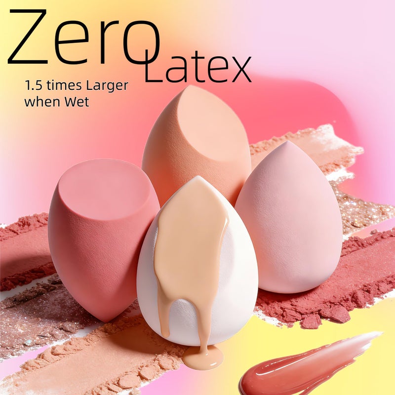 BS Mall Makeup Sponge Set BS-MALL with Storage Case 7 Pcs for Liquid, Cream, and Powder,SAVE Foundation with 1 Mini Makeup Sponge For Travel Daily Use (A-Pinkï¼‰ - Image 4