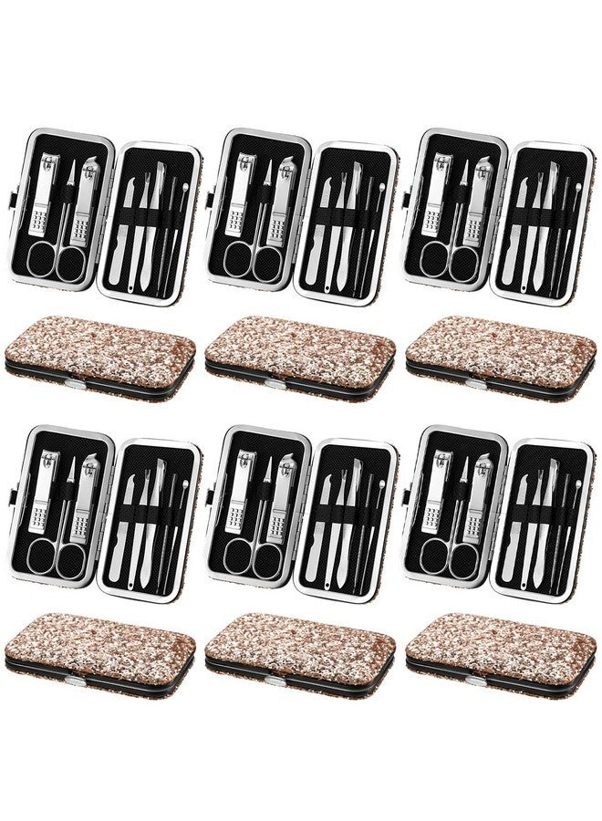 Geosar 12 Sets Manicure Set Nail Clippers Pedicure Kit Stainless Steel Professional Pedicure Set Grooming Kits Nail Care Tools With Luxurious Travel Case For Nail Care (Glitter Rose Gold,8 In 1) - Image 1