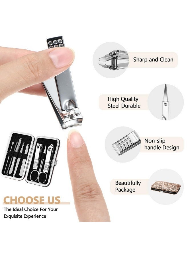 Geosar 12 Sets Manicure Set Nail Clippers Pedicure Kit Stainless Steel Professional Pedicure Set Grooming Kits Nail Care Tools With Luxurious Travel Case For Nail Care (Glitter Rose Gold,8 In 1) - Image 3