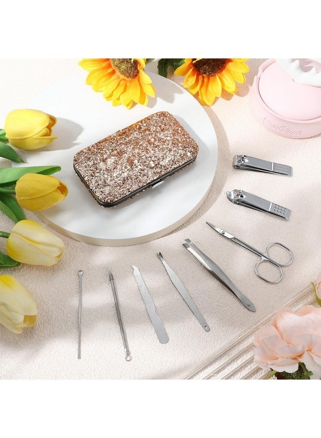Geosar 12 Sets Manicure Set Nail Clippers Pedicure Kit Stainless Steel Professional Pedicure Set Grooming Kits Nail Care Tools With Luxurious Travel Case For Nail Care (Glitter Rose Gold,8 In 1) - Image 5