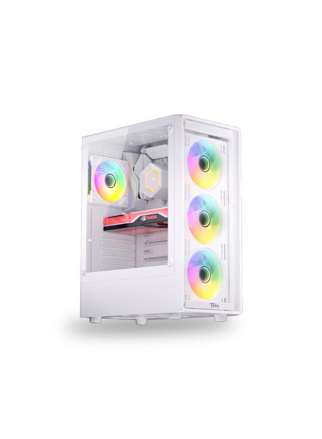TWISTED MINDS Gaming Case, PHANTOMII Mid Tower PC Case, Tempered Glass Side Panel, ATX / M-ATX / Mini-ITX Support, High Airflow Design | TM-PHANTOMII-W white - Image 1