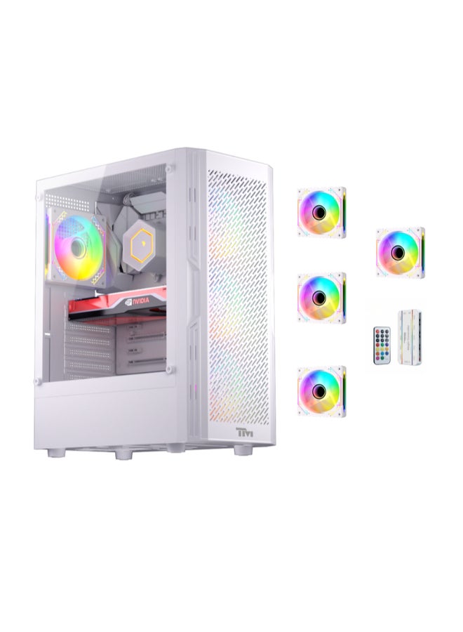 TWISTED MINDS Gaming Case, PHANTOMII Mid Tower PC Case, Tempered Glass Side Panel, ATX / M-ATX / Mini-ITX Support, High Airflow Design | TM-PHANTOMII-W white - Image 1