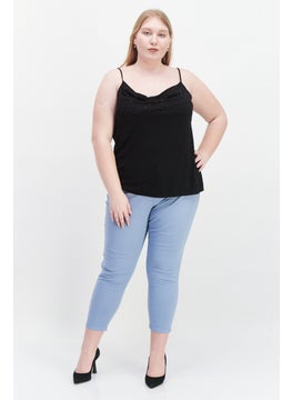 Bar III Women Plus Size Draped Neckline Embellished Tank Top, Black  - Image 2