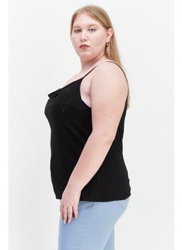 Bar III Women Plus Size Draped Neckline Embellished Tank Top, Black  - Image 3