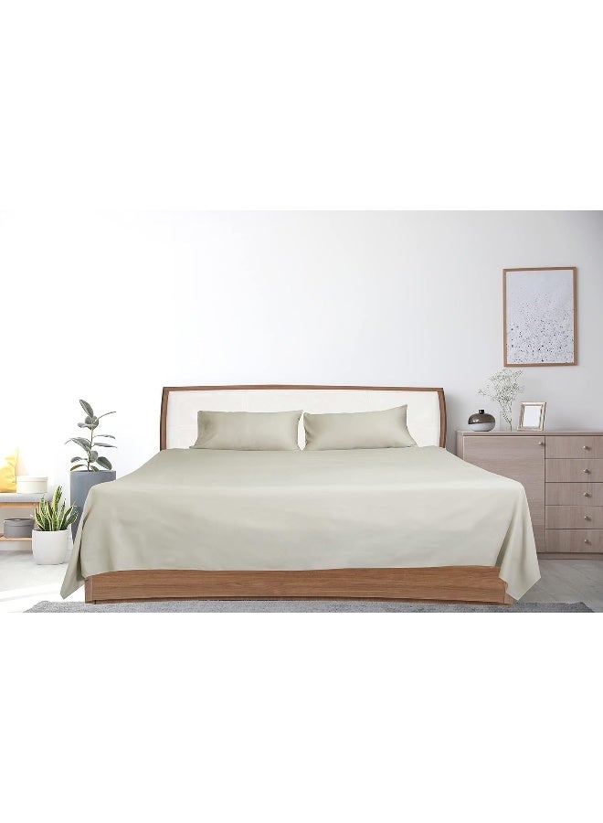 Hotel Linen Klub 2-Piece Single Bed Sheet Set - 1 Bed Sheet (160 x 220cm) + 1 Pillowcase (50 x 75cm), 100% Cotton, 250 Thread Count Cool and Breathable Fabric for Ultimate Comfort Experience, Stone - Image 1