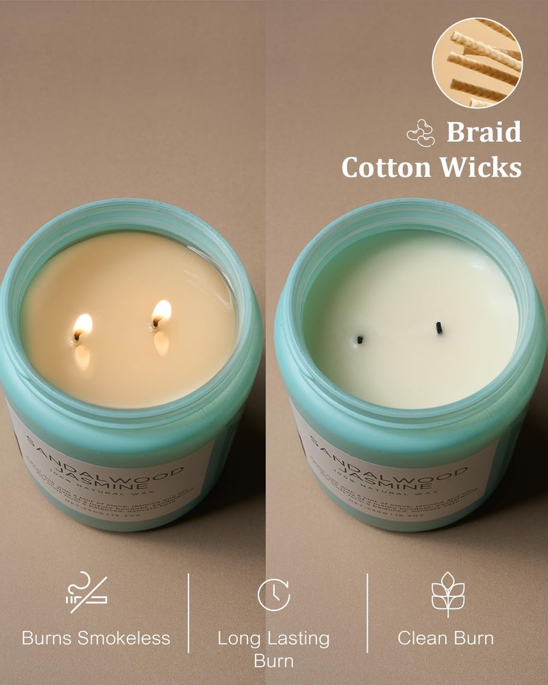 M&SENSE Sandalwood Jasmine Scented Candles, Large Soy Natural Long Lasting 19.4oz 110 Hour Burning Floral Non Toxic Double Wick Aromatherapy Candle Gifts for Women Friend - Image 4