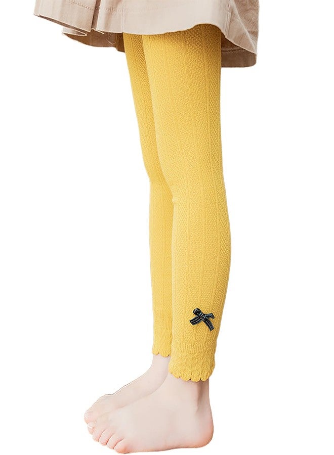 SYGA Girls Leggings Spring and Autumn Cotton Lace Tights for Toddlers Size M, Age 2-4 Years Old(Yellow) - Image 1