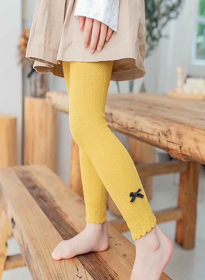 SYGA Girls Leggings Spring and Autumn Cotton Lace Tights for Toddlers Size M, Age 2-4 Years Old(Yellow) - Image 3