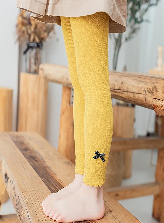 SYGA Girls Leggings Spring and Autumn Cotton Lace Tights for Toddlers Size M, Age 2-4 Years Old(Yellow) - Image 2