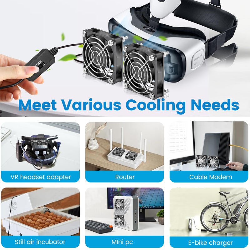 GDSTIME 2-Pack 60mm x 15mm USB Fan with 3 Speed Control, 5V Brushless DC Cooling Fans for PC Computer Case Cooler Raspberry Pi Radiator Ventilation - Image 2