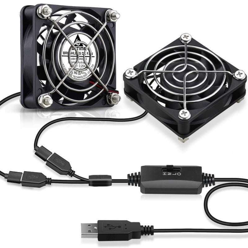 GDSTIME 2-Pack 60mm x 15mm USB Fan with 3 Speed Control, 5V Brushless DC Cooling Fans for PC Computer Case Cooler Raspberry Pi Radiator Ventilation - Image 1