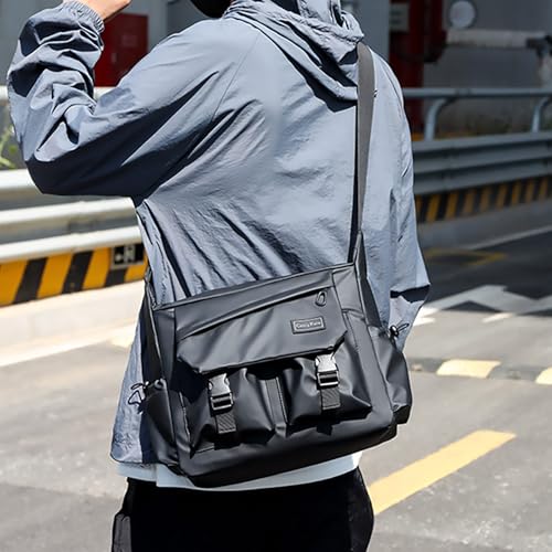 IVESIGN Messenger Bag for Men & Women - Lightweight Crossbody Shoulder Bag for Travel, College & Work - Stylish Satchel Bag with Multiple Compartments, Black Sling Bag for Professionals & Students - Image 2